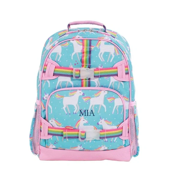 Pottery Barn Kids Large Mackenzie Aqua Unicorn Backpack OAKLYN embroidered - Picture 5 of 9
